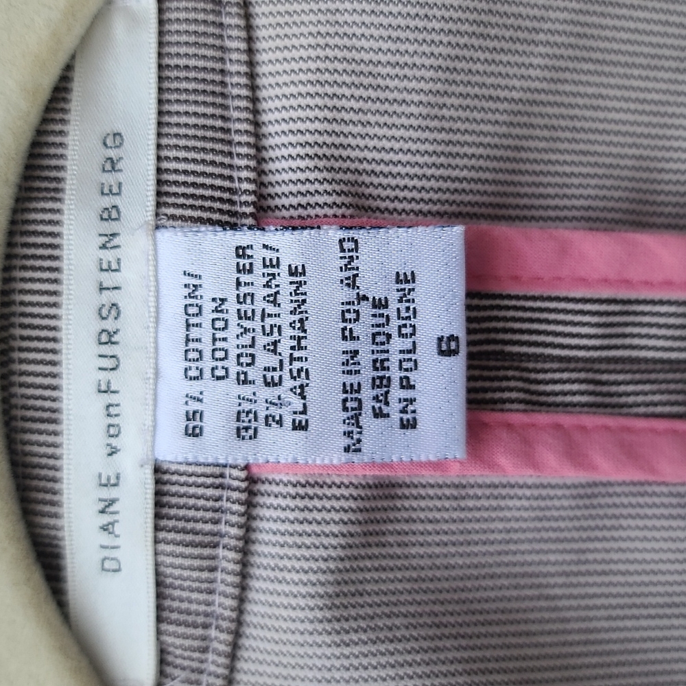 DIANE VON FURSTENBERG DVF Pinstriped Peplum Blazer 6 M Crop Jacket Seersucker - Picture 10 of 16